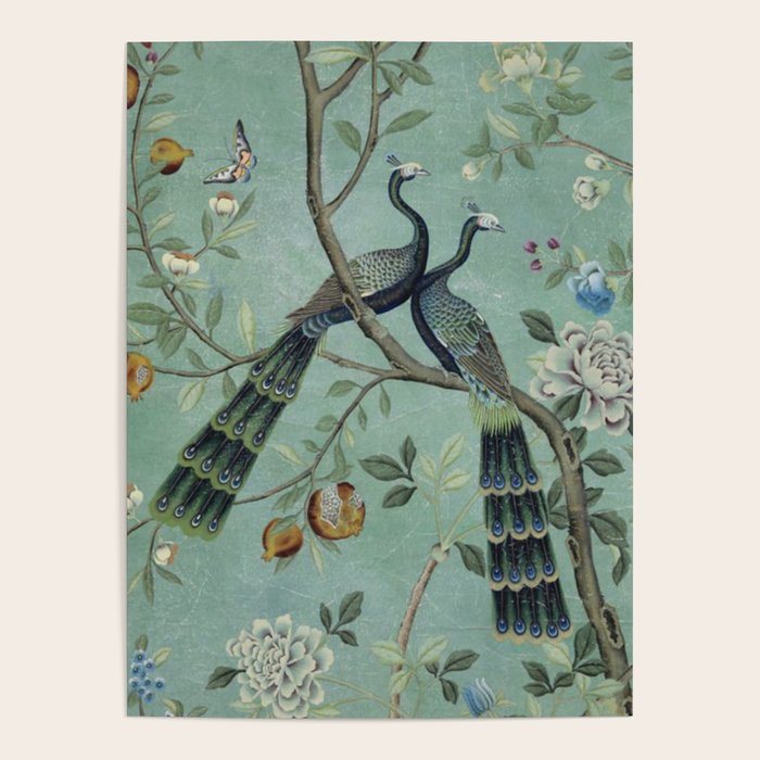 A Teal Of Two Birds Chinoiserie Poster Gallery Image 4