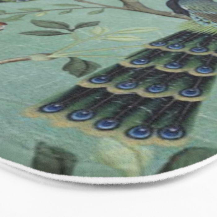 A Teal of Two Birds Chinoiserie Bath Mat Gallery Image 3