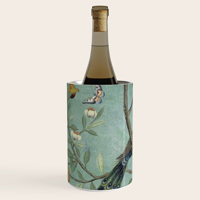 A Teal of Two Birds Chinoiserie Wine Chiller Gallery Image 2