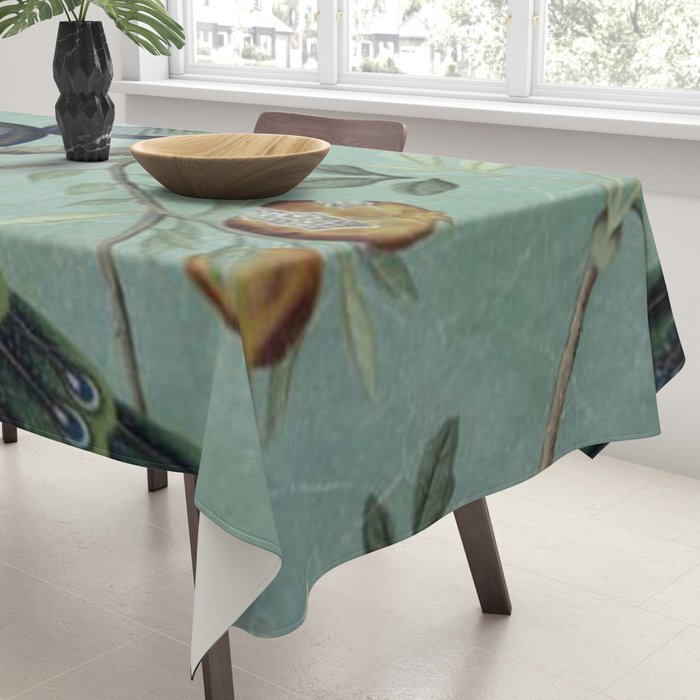 A Teal of Two Birds Chinoiserie Tablecloth Gallery Image 3
