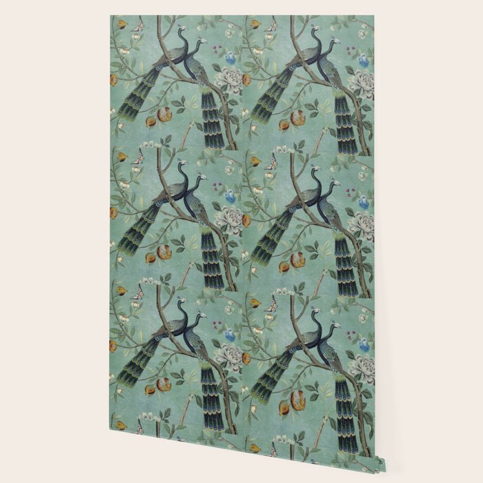 A Teal of Two Birds Chinoiserie Wallpaper Gallery Image 2