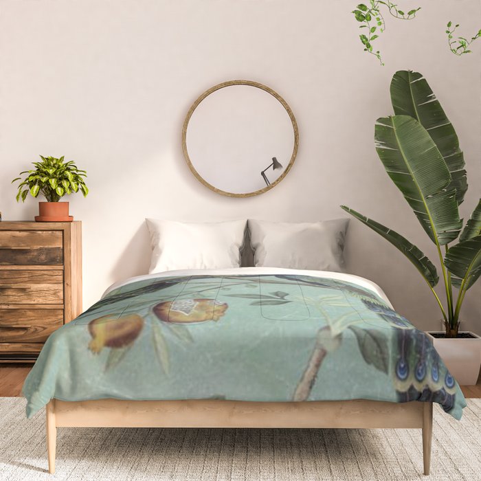 A Teal of Two Birds Chinoiserie Comforter Gallery Image 3