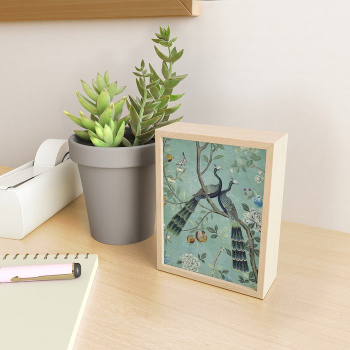 A Teal of Two Birds Chinoiserie Mini Art Print Gallery Image 2