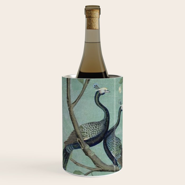 A Teal of Two Birds Chinoiserie Wine Chiller Gallery Image 1