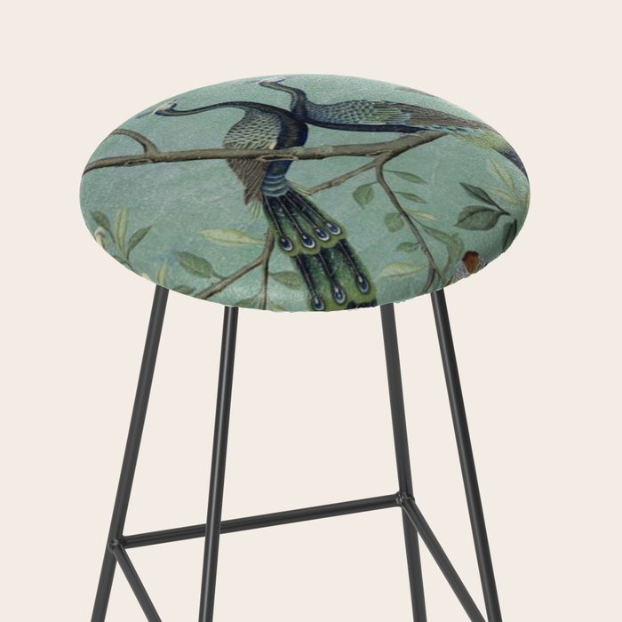A Teal of Two Birds Chinoiserie Stool Gallery Image 2