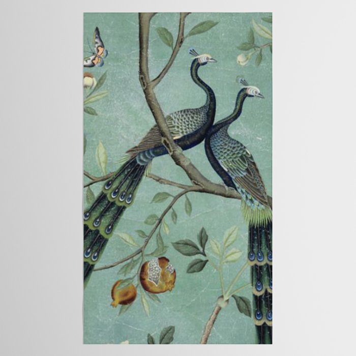 A Teal of Two Birds Chinoiserie Tablecloth Gallery Image 2