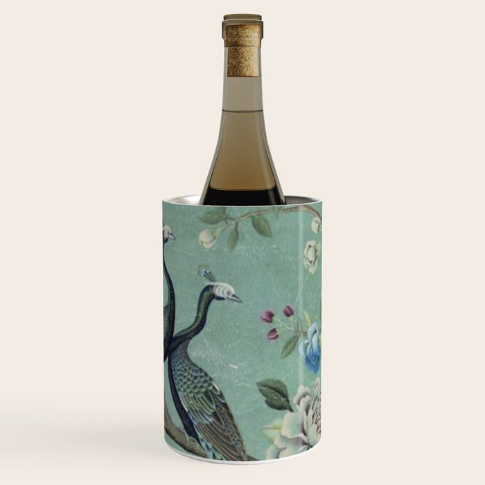 A Teal of Two Birds Chinoiserie Wine Chiller Gallery Image 3
