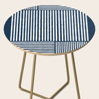 Navy White Lines Minimal Abstract Design Side Table Gallery Image 2