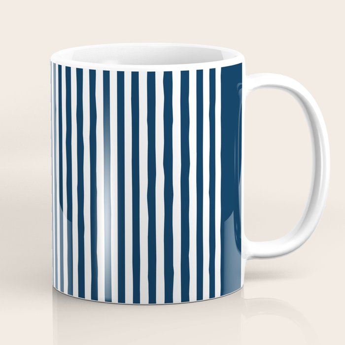 Navy White Lines Minimal Abstract Design Coffee Mug Gallery Image 1
