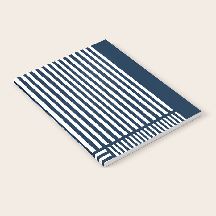 Navy White Lines Minimal Abstract Design Notebook Gallery Image 1