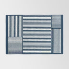 Navy White Lines Minimal Abstract Design Rug Gallery Image 2