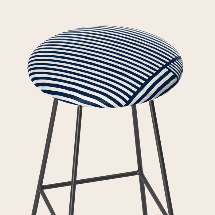 Navy White Lines Minimal Abstract Design Stool Gallery Image 2