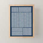 Navy White Lines Minimal Abstract Design Mini Art Print Gallery Image 1
