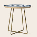 Navy White Lines Minimal Abstract Design Side Table Gallery Image 1