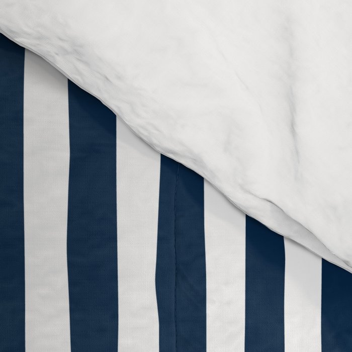 Navy White Lines Minimal Abstract Design Comforter Gallery Image 4