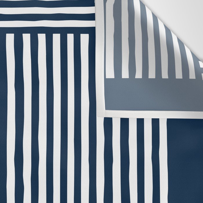 Navy White Lines Minimal Abstract Design Wall Tapestry Gallery Image 3