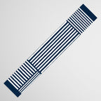 Navy White Lines Minimal Abstract Design Table Runner Gallery Image 3