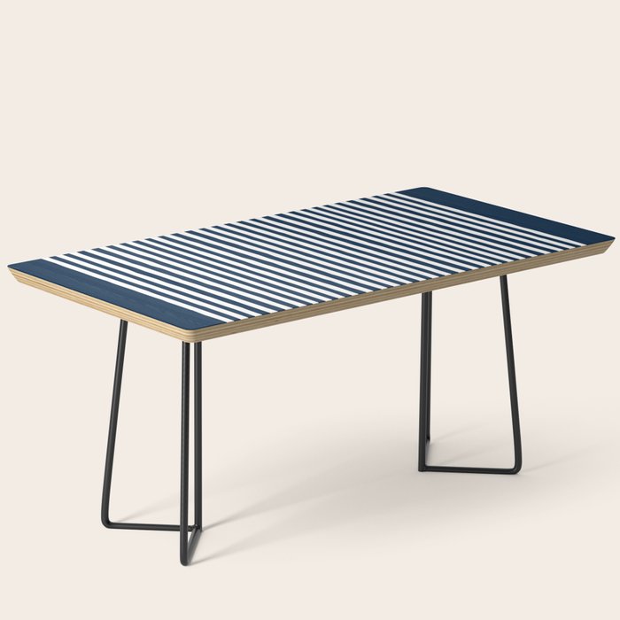 Navy White Lines Minimal Abstract Design Coffee Table Gallery Image 1