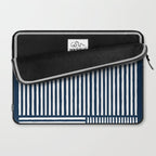 Navy White Lines Minimal Abstract Design Laptop Sleeve Gallery Image 2