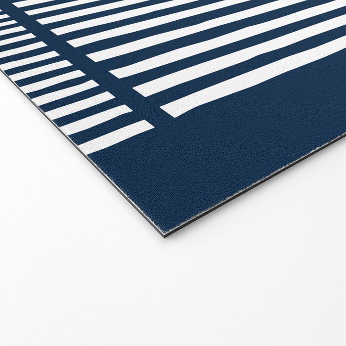 Navy White Lines Minimal Abstract Design Welcome Mat Gallery Image 2