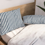 Navy White Lines Minimal Abstract Design Pillow Sham Gallery Image 2