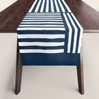 Navy White Lines Minimal Abstract Design Table Runner Gallery Image 1