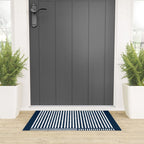 Navy White Lines Minimal Abstract Design Welcome Mat Gallery Image 3