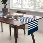Navy White Lines Minimal Abstract Design Table Runner Gallery Image 2