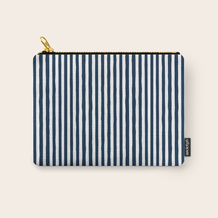 Navy White Lines Minimal Abstract Design Carry All Pouch Gallery Image 1