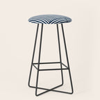 Navy White Lines Minimal Abstract Design Stool Gallery Image 1