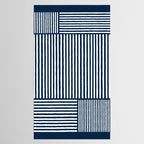 Navy White Lines Minimal Abstract Design Tablecloth Gallery Image 2