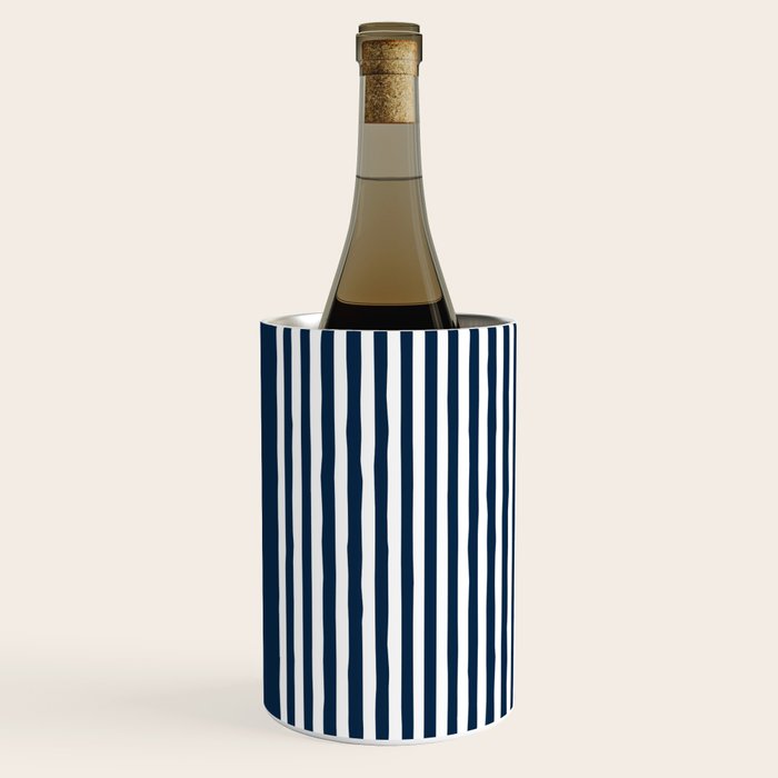 Navy White Lines Minimal Abstract Design Wine Chiller Gallery Image 2
