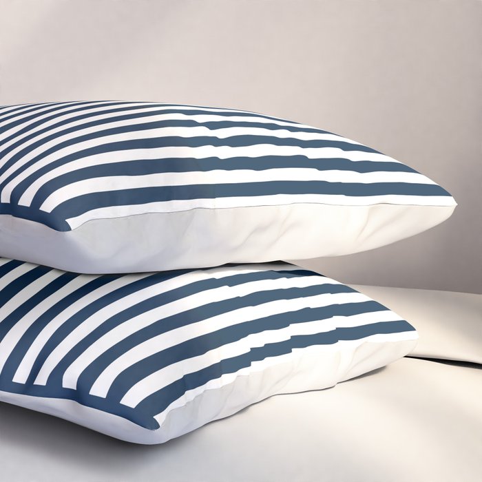 Navy White Lines Minimal Abstract Design Pillow Sham Gallery Image 3