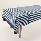 Navy White Lines Minimal Abstract Design Tablecloth Gallery Image 1