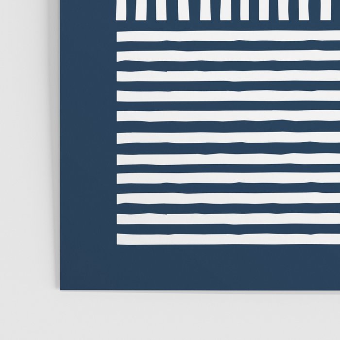 Navy White Lines Minimal Abstract Design Poster Gallery Image 3