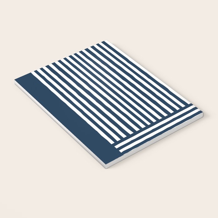 Navy White Lines Minimal Abstract Design Notebook Gallery Image 3