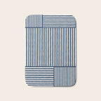 Navy White Lines Minimal Abstract Design Bath Mat Gallery Image 1