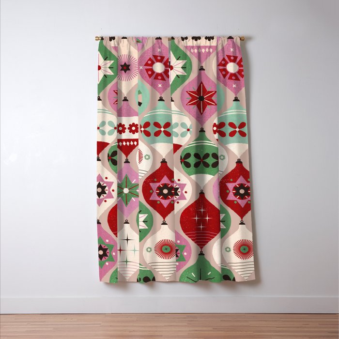 Festive Baubles Pattern Window Curtain Gallery Image 3