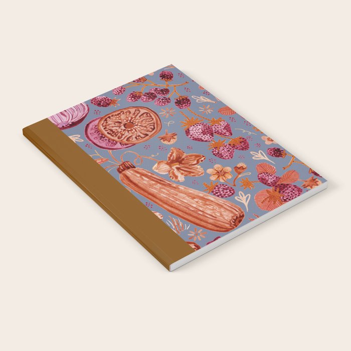 Garden Vegetables & Fresh Fruit in Grey & Rust Notebook Gallery Image 2