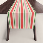 Old Fashioned Retro Christmas Stripe Pattern Vertical Pink Red Green Beige Table Runner Gallery Image 1