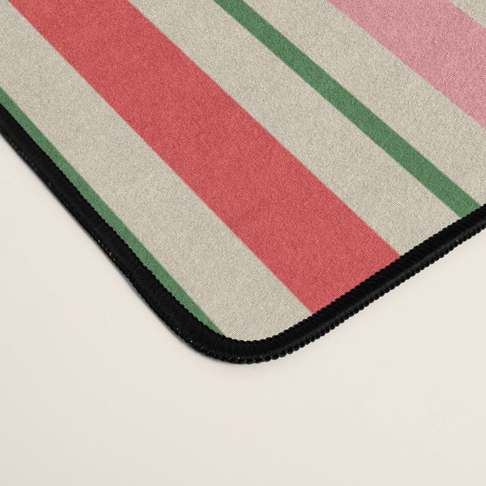 Old Fashioned Retro Christmas Stripe Pattern Vertical Pink Red Green Beige Desk Mat Gallery Image 4