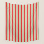 Old Fashioned Retro Christmas Stripe Pattern Vertical Pink Red Green Beige Wall Tapestry Gallery Image 4