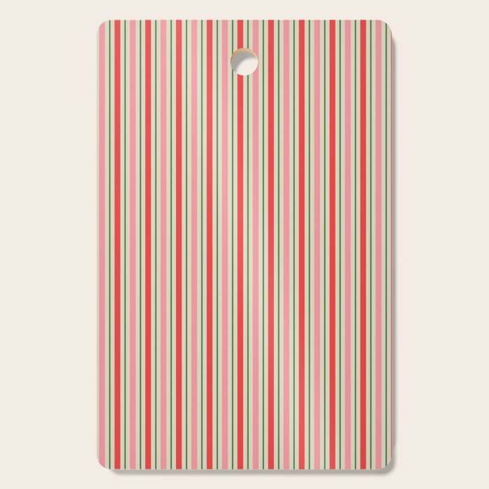 Old Fashioned Retro Christmas Stripe Pattern Vertical Pink Red Green Beige Cutting Board Gallery Image 1