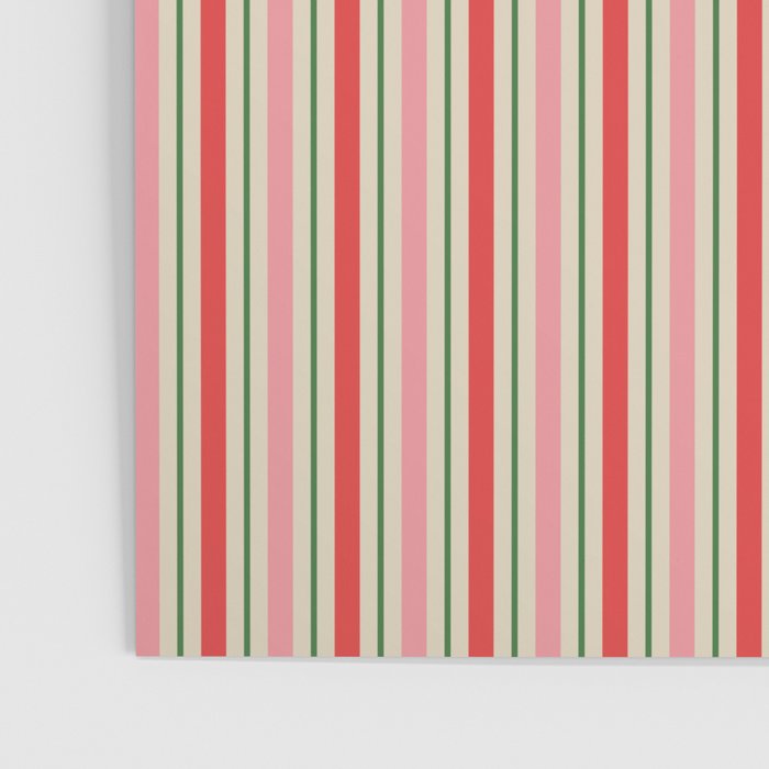 Old Fashioned Retro Christmas Stripe Pattern Vertical Pink Red Green Beige Poster Gallery Image 3