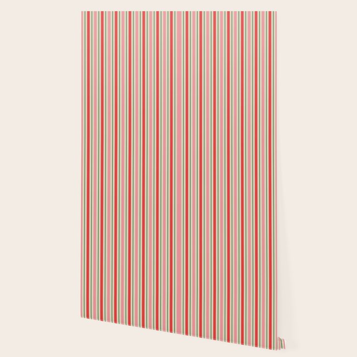 Old Fashioned Retro Christmas Stripe Pattern Vertical Pink Red Green Beige Wallpaper Gallery Image 2