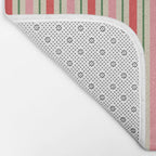 Old Fashioned Retro Christmas Stripe Pattern Vertical Pink Red Green Beige Bath Mat Gallery Image 2