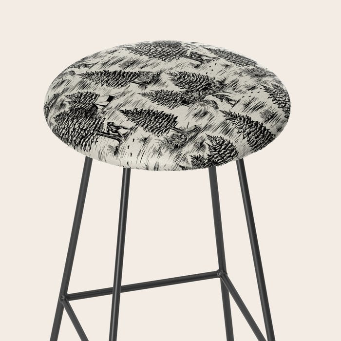 Bigfoot / Sasquatch Toile de Jouy in Black Stool Gallery Image 2