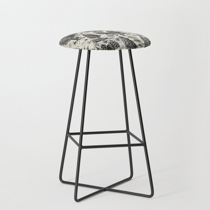 Bigfoot / Sasquatch Toile de Jouy in Black Stool Gallery Image 1