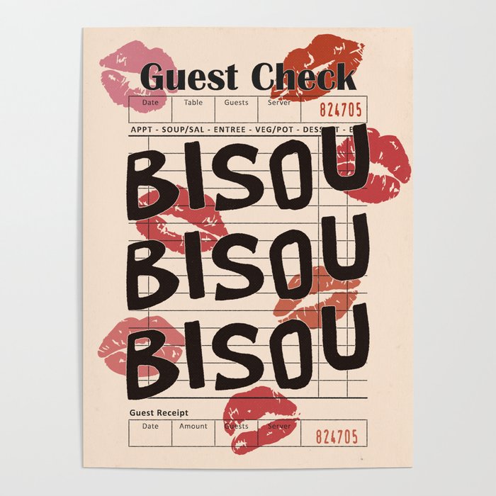 Bisou Bisou. Retro Guest Check  Poster Gallery Image 4