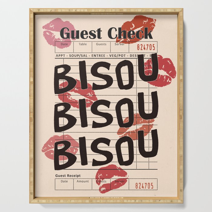 Bisou Bisou. Retro Guest Check  Serving Tray Gallery Image 1